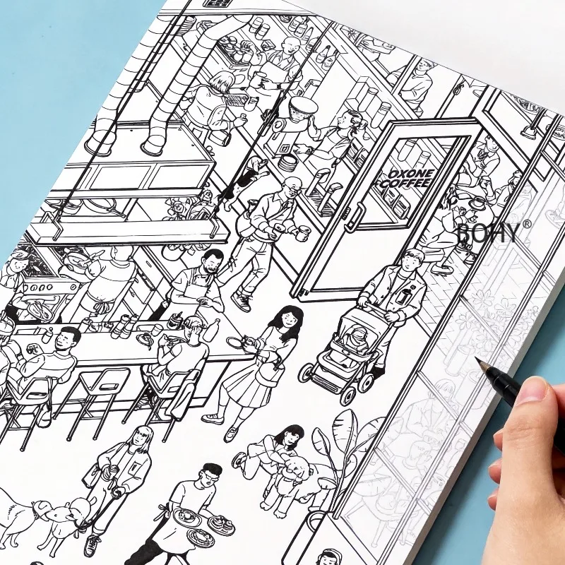 1 Adult Stress Relieving Immersive Coloring and Drawing Album, 24 Pages Cultivate Concentration, Holiday High-end Cultural Gifts