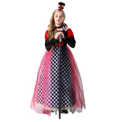 Girls Ravishing Queen of Hearts Costume Alice In Wonderland Cosplay Fancy Dress