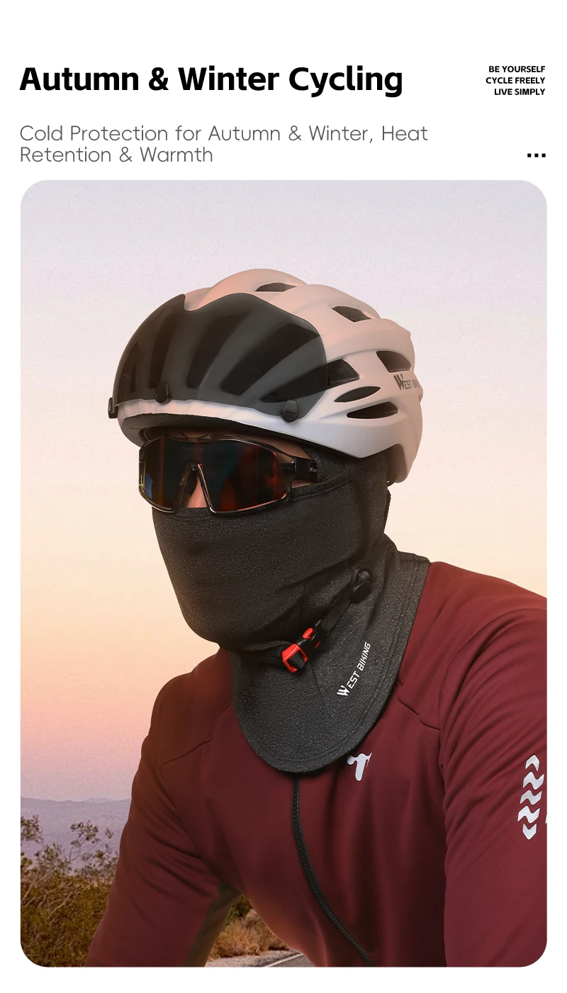 WEST BIKING Winter-Sturmhaube Winddichte Thermische Gesichtsmaske für Radfahren, Skifahren, Motorradfahren, Fleece-Halswärmer, Warme Abnehmbare Mundabdeckung – Detail 10