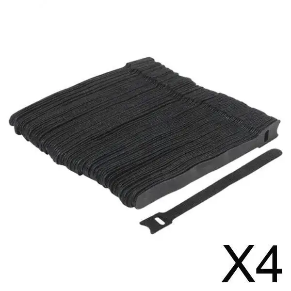 4x50pcs tiras de cabo de cabo reutilizáveis tiras de cabo preto 12x150mm