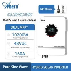 Anern 4200W 6200W 10200W 24V 48V Photovoltaic Hybrid Inverter Solar 10.2KW Dual Output MPPT 120A 160A Hybrid Inverter Off Grid