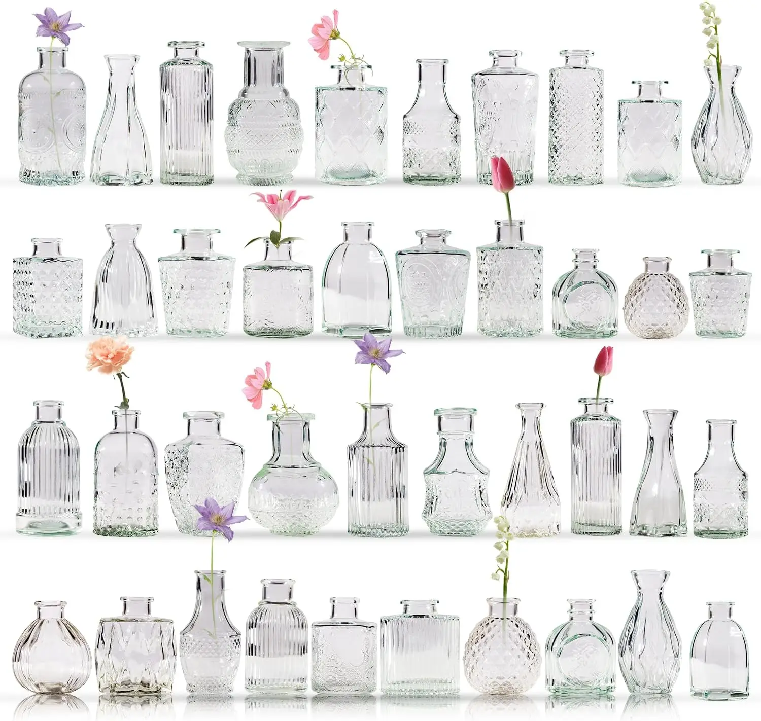 

40 Glass Bud Vase Set for Wedding Centerpieces & Home Decor