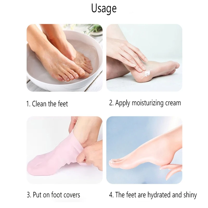 2Pcs Silicone Foot Care Socks Anti Cracking Moisturizing Gel Socks Cracked Dead Skin Remove Protector Pain Relief Pedicure Tools