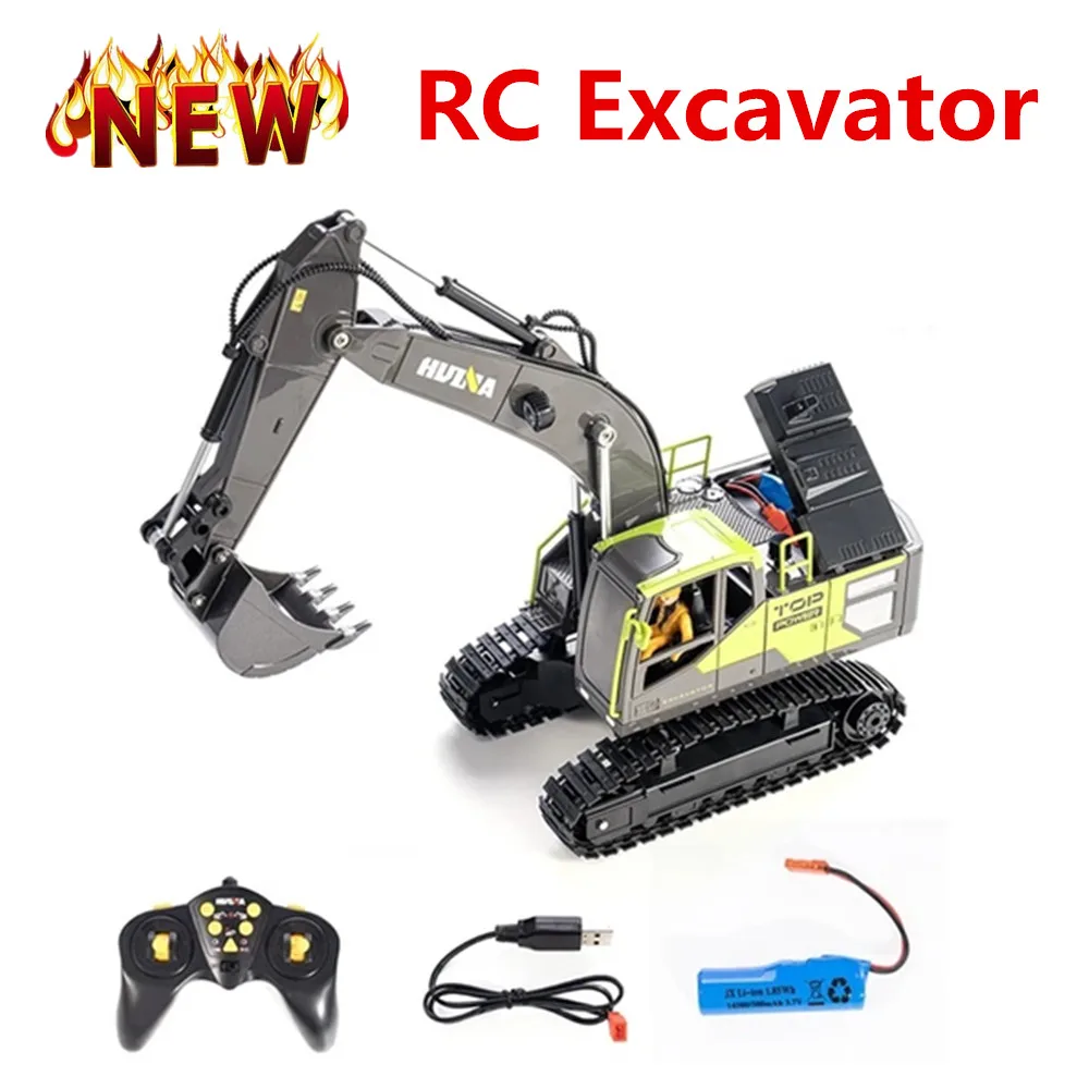 

1/18 Scale RC Excavator Alloy Excavator Bucket Crawler Truck 11-Channel Engineering Vehicles LED Lights Toys For Boys Kids Gift