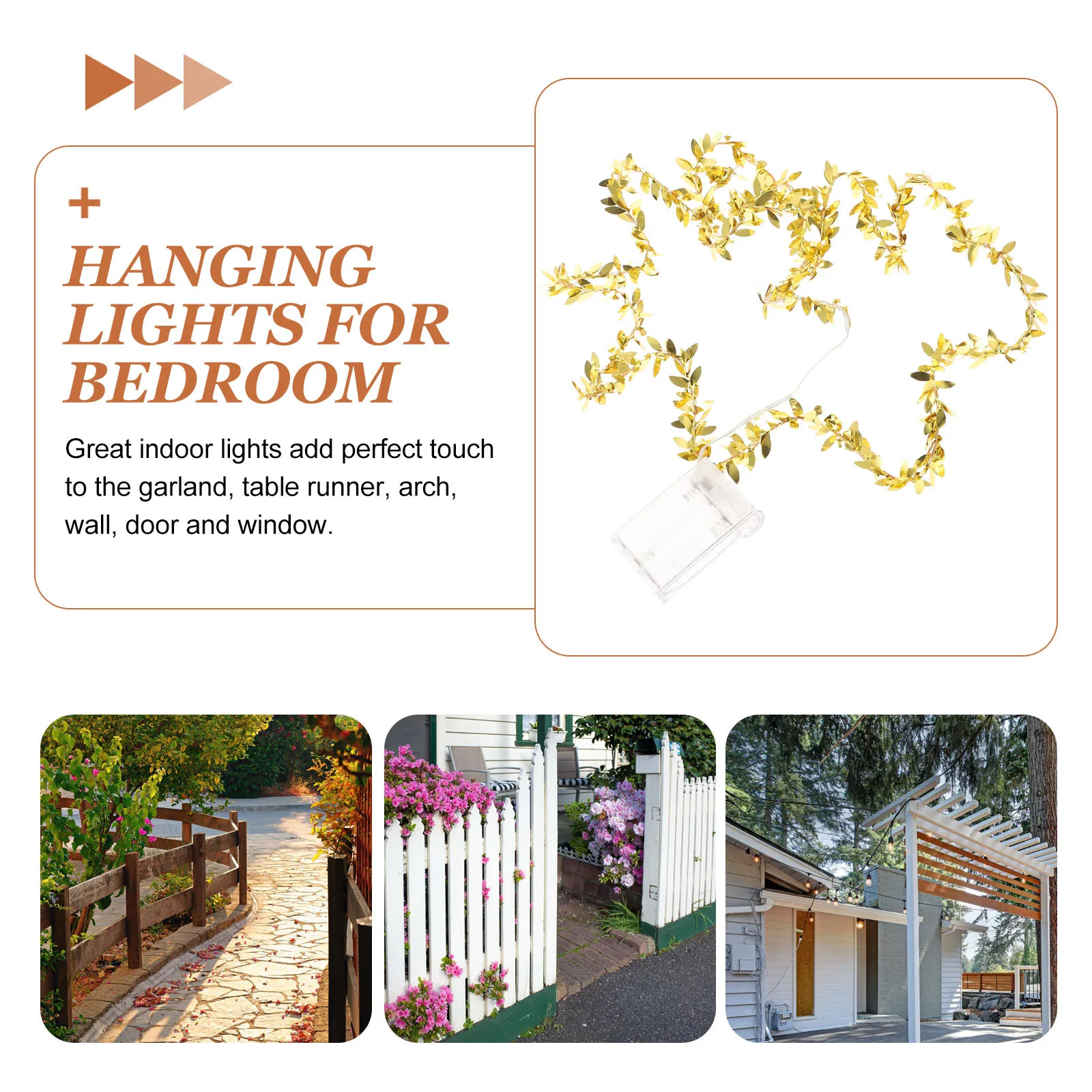 2 متر 20 LED الذهبي بهرج مصباح ورقة سلسلة أضواء لغرفة النوم الكرمة ديكور داخلي حفلة جارلاند جدار نافذة الباب معلقة