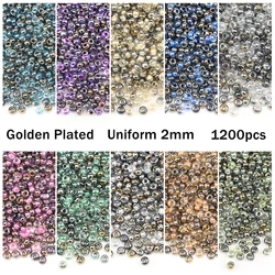 1200pcs 2mm Multicolor Czech Small Glass Beads Loose Spacer Beads for Needlework DIY Jewelry Making Charms Handmade Bracelet