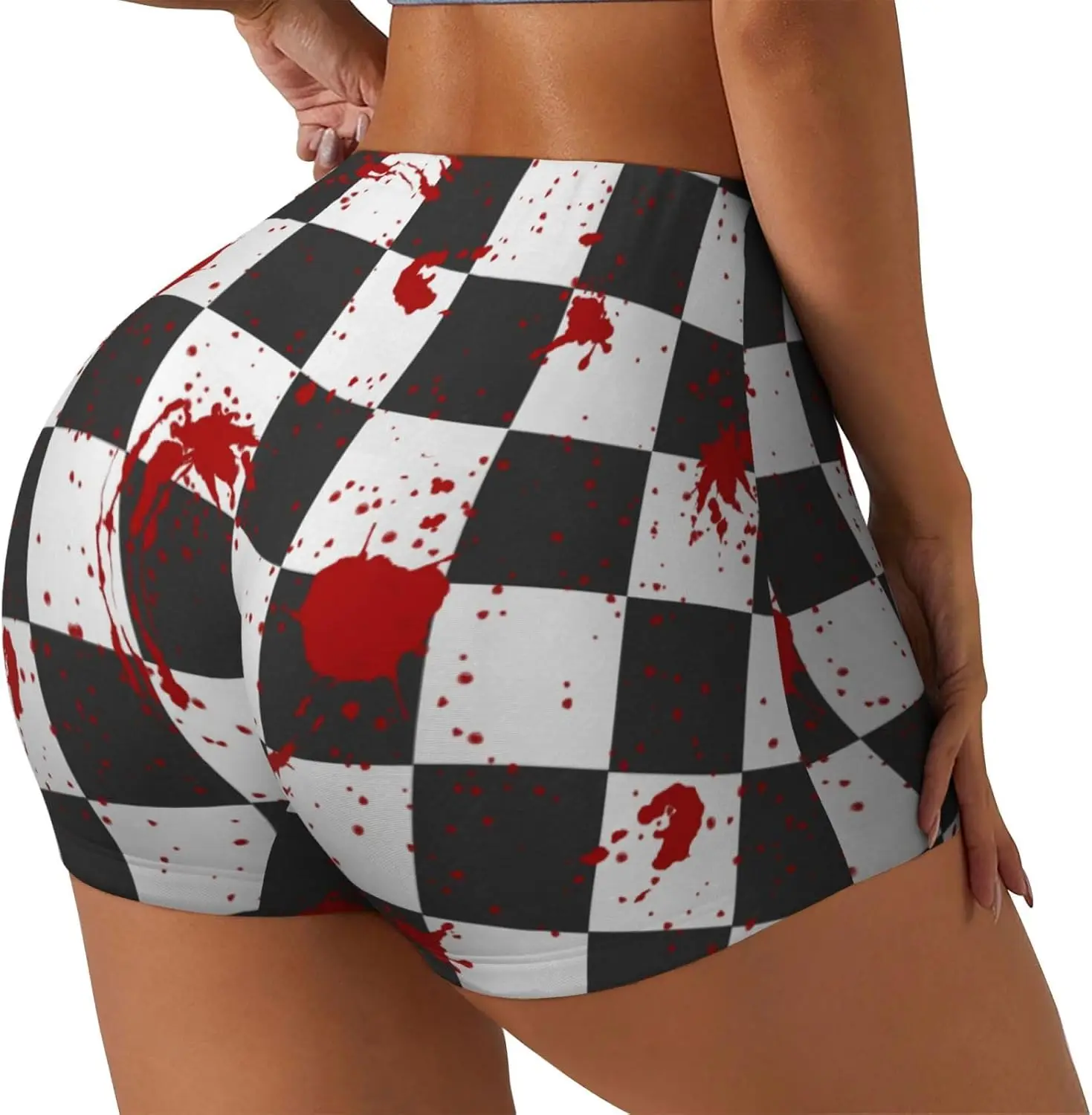 Horror Blood Women's High Waist Workout Shorts for Sports Athletic Running Hiking Biker Yoga Gym Short Pants