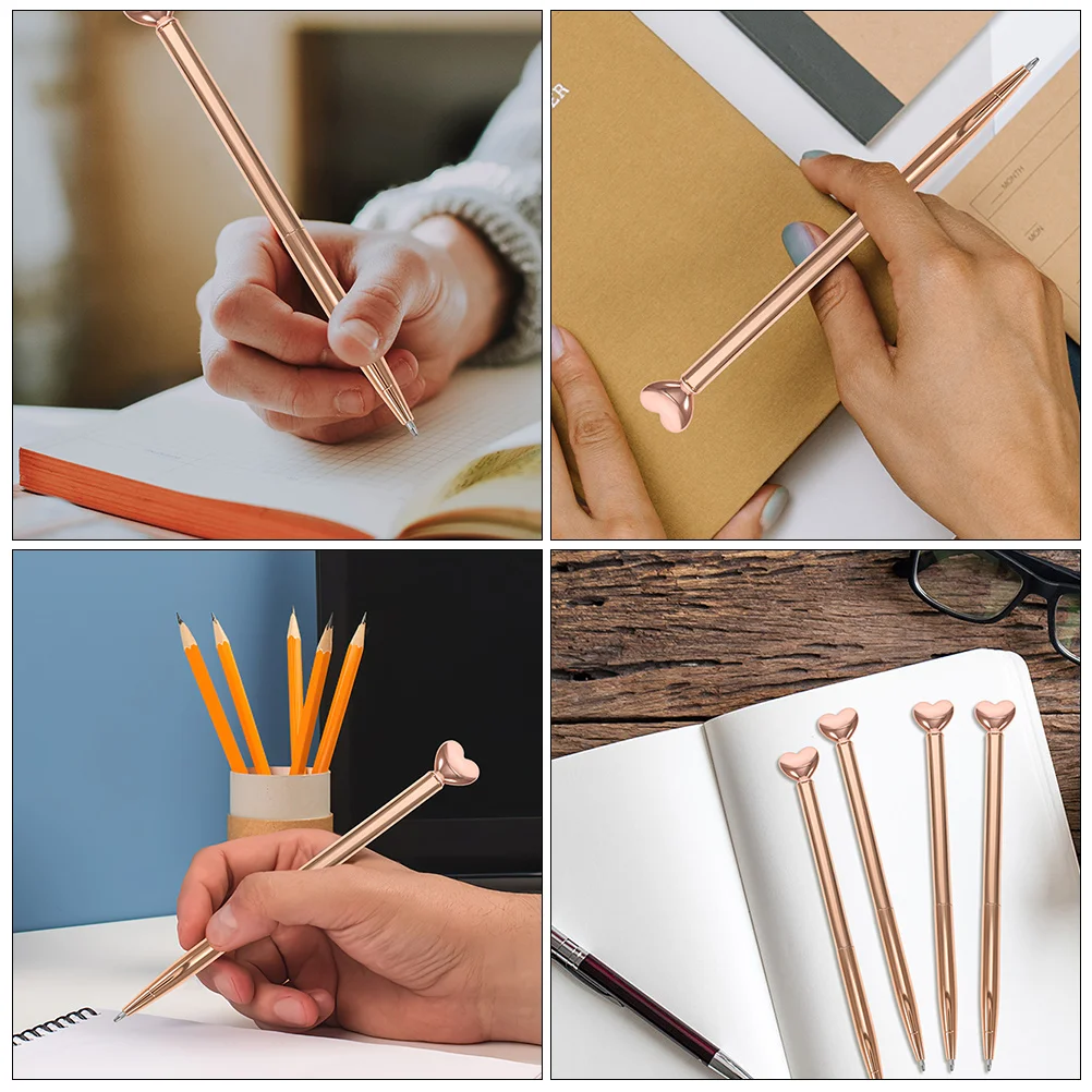 

9Pcs Metal Heart Shaped Pens Retractable Ballpoint Valentines Writing Pens for Office School Wedding Gift Pen Valentines