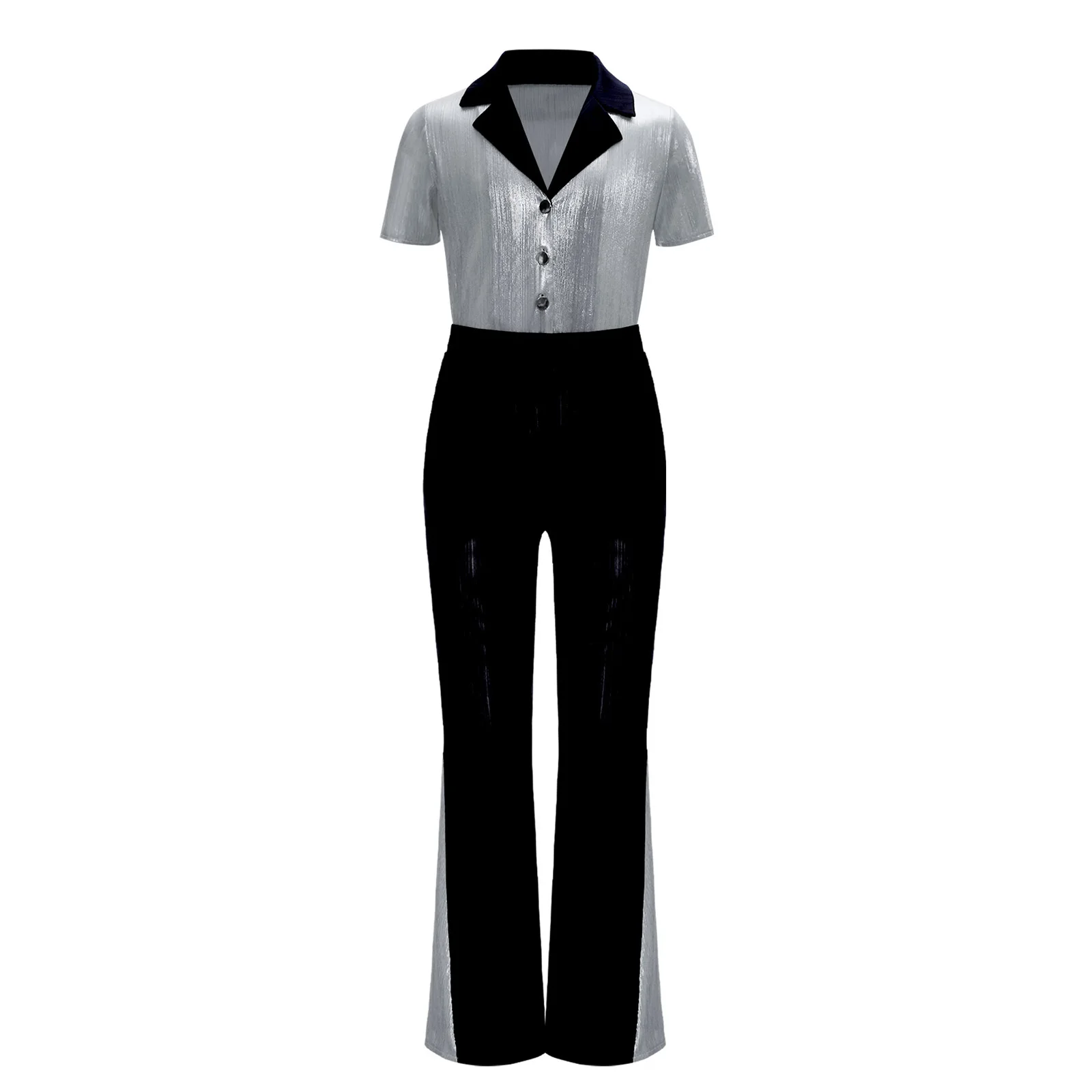 الأولاد 70s ديسكو زي حفلة لمعان قصيرة الأكمام أزرار قميص علوي مع السراويل مضيئة الأطفال هالوين كرنفال الجاز الرقص الزي