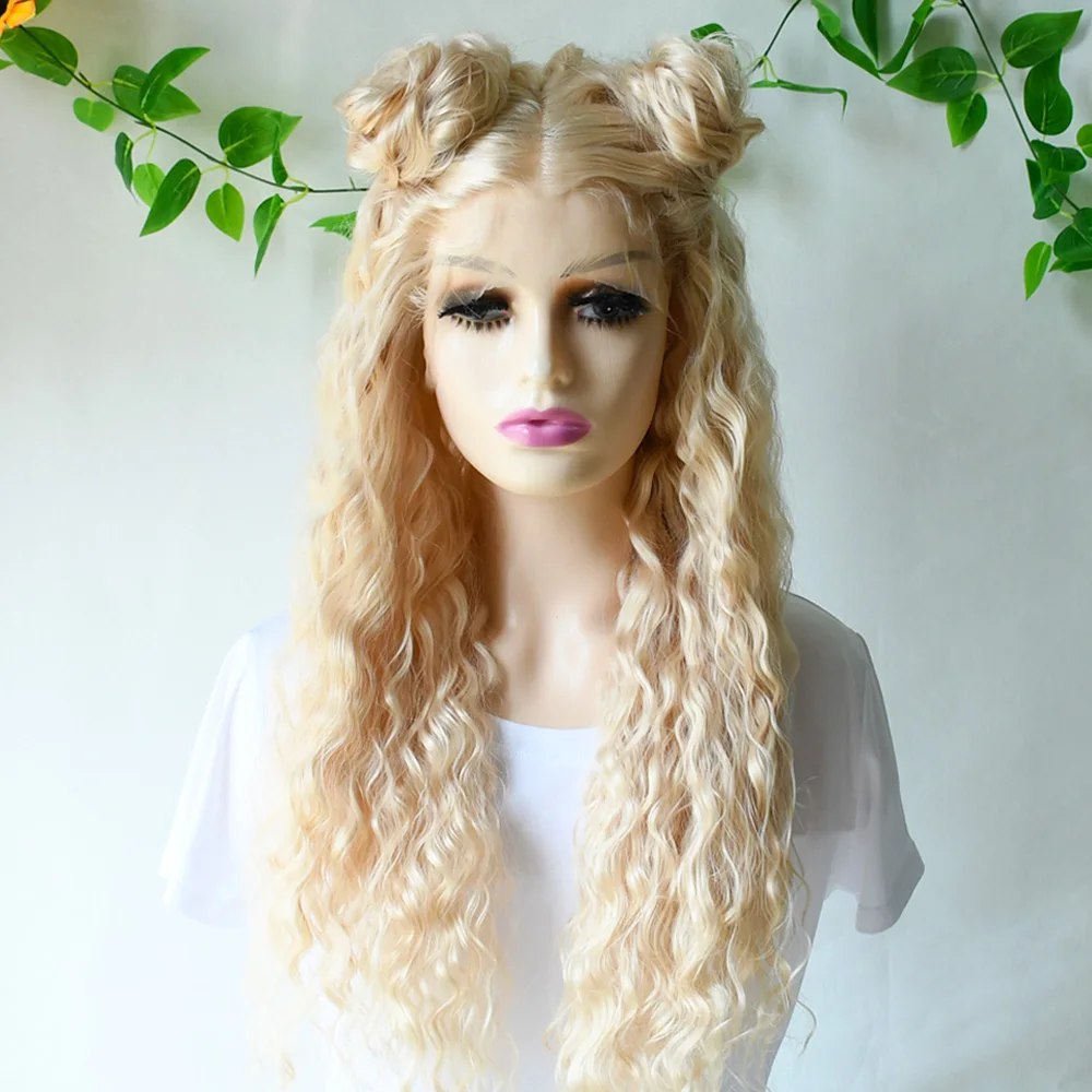 30 Inch 613 13x4 Lace Frontal Wigs Deep Wave Blonde Wig Synthetic Lace Front Wigs for Black Women 180% Density