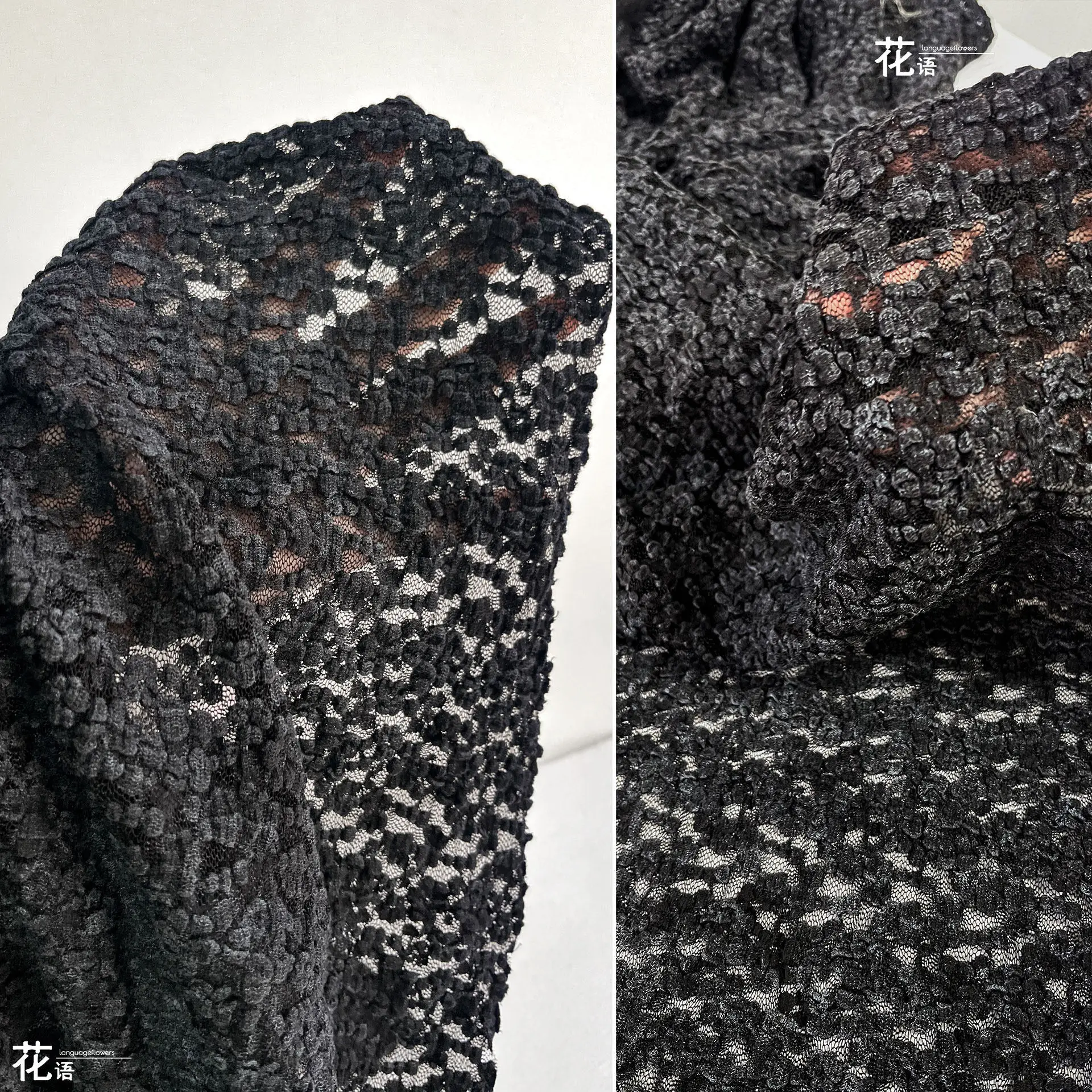 Mottled Textured Knit Designer Fabric Distressed Grainy Surface for Skirt Making, DIY Accessories and Decorative Projects