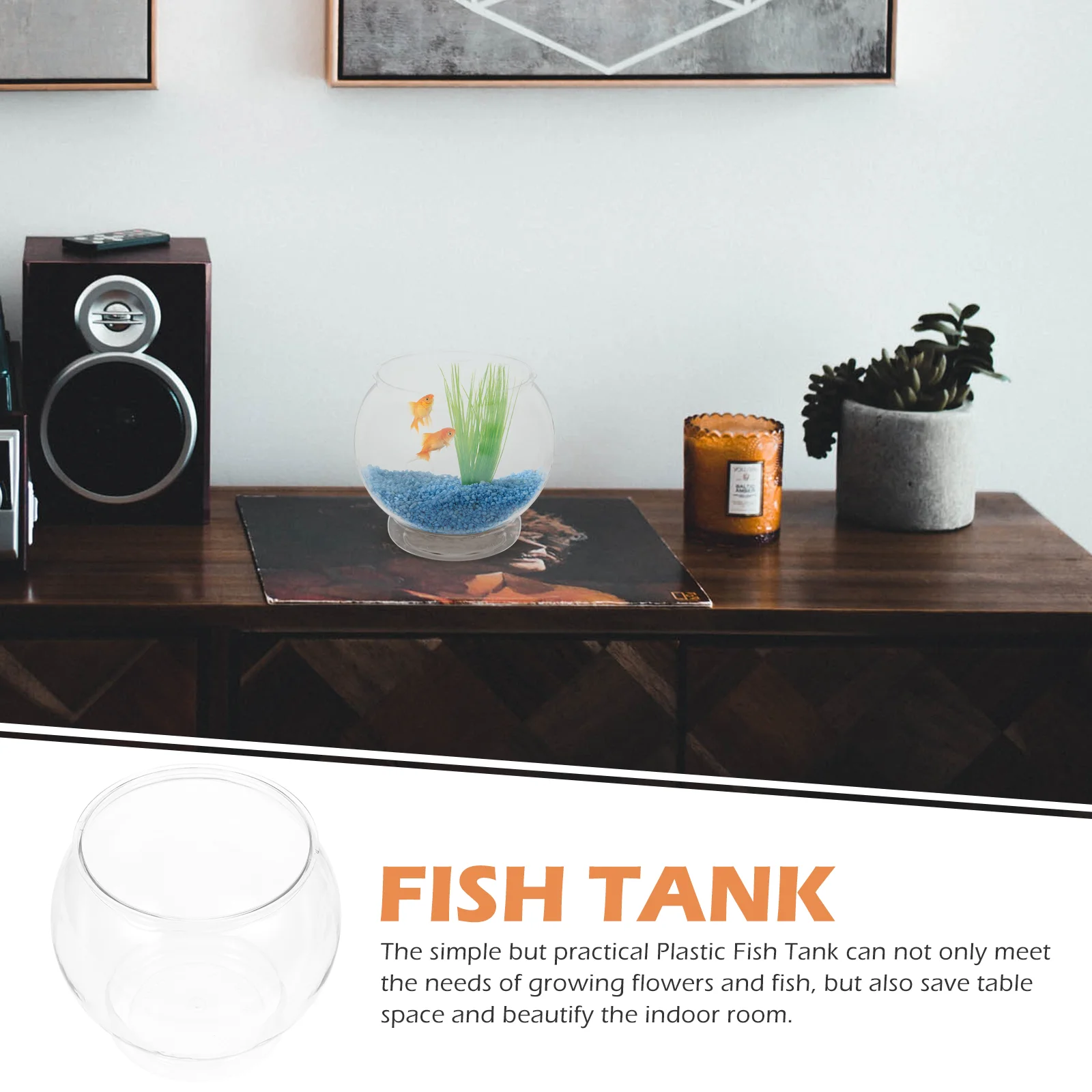 Goldfish Bowl Portable Tank Plastic Bowls Anti-falling Tanks Office for Desktop Tanktops