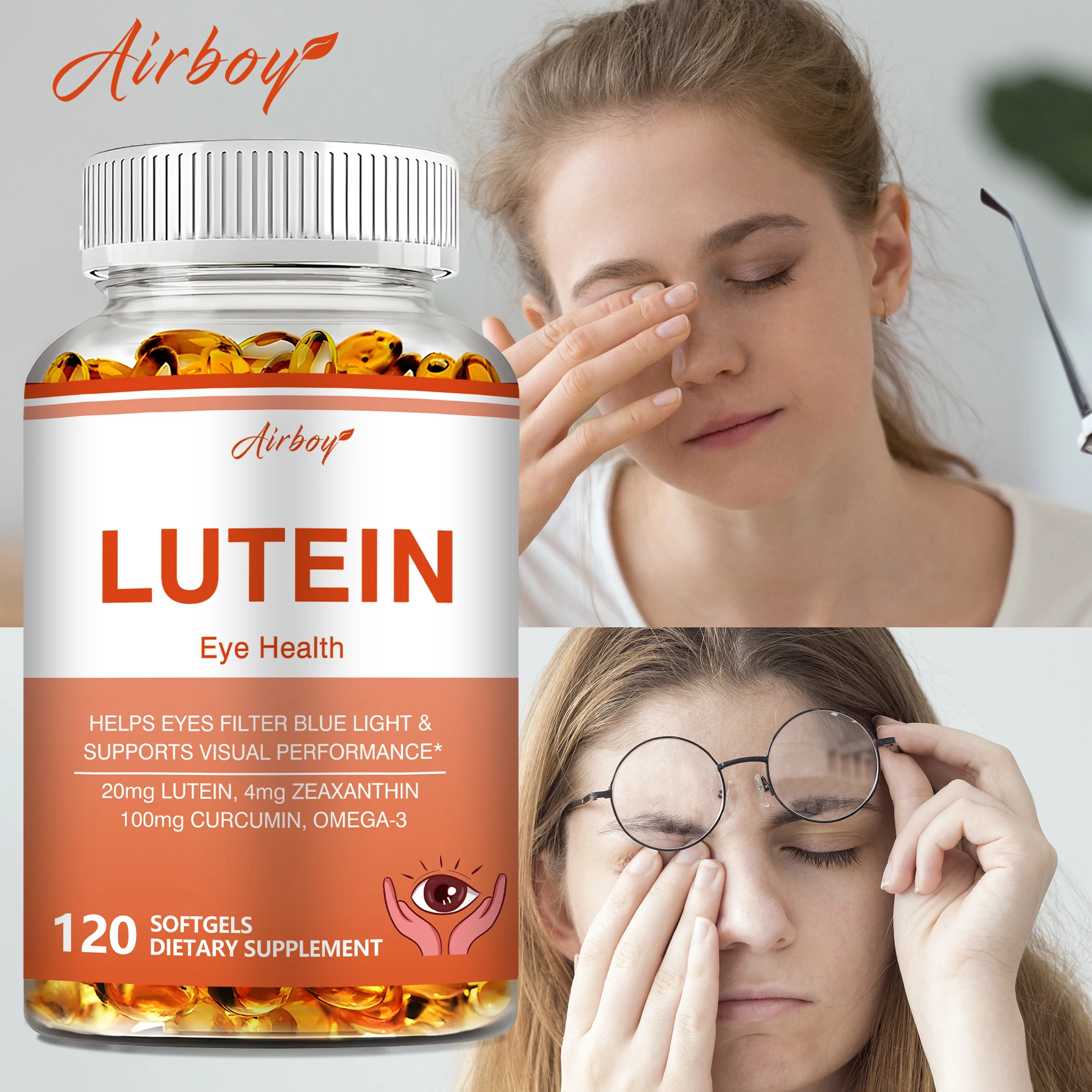 

Lutein - with Zeaxanthin, Vitamin E - Reduce Eye Fatigue, Blue Light Protection, Healthy Vision, Improve Visual Clarity, Non-GMO