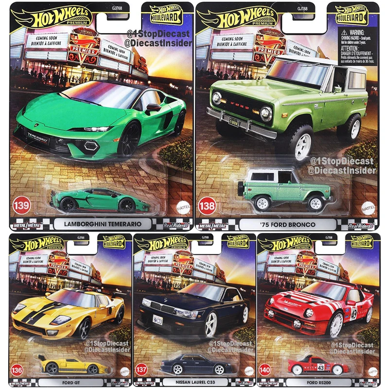 Preventa 2025 Hot Wheels Premium Boulevard 136-140 Lamborghini Temerario Ford Bronco Ford GT Nissan 1/64 coche fundido a presión de juguete GJT68