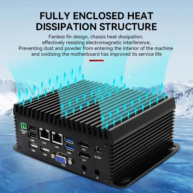 Fanless Mini PC Intel Core i5-6300U with Dual Gigabit LAN VGA Output and M.2 SSD for Industrial Applications