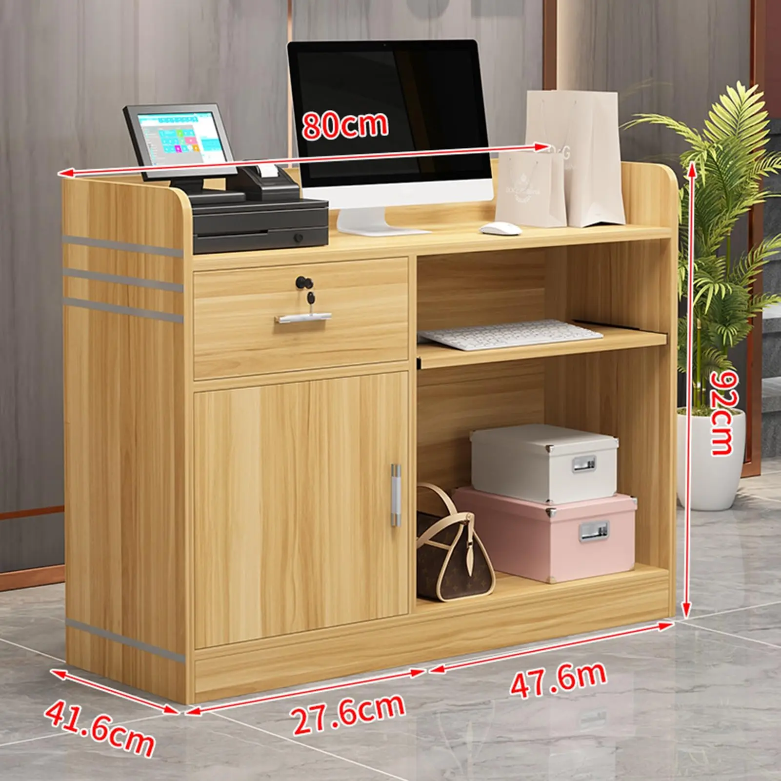 *Minimalist Receptionist Desk Front Desk Reception Counter Modern Wooden Reception Desk Reception Table with Private Panels