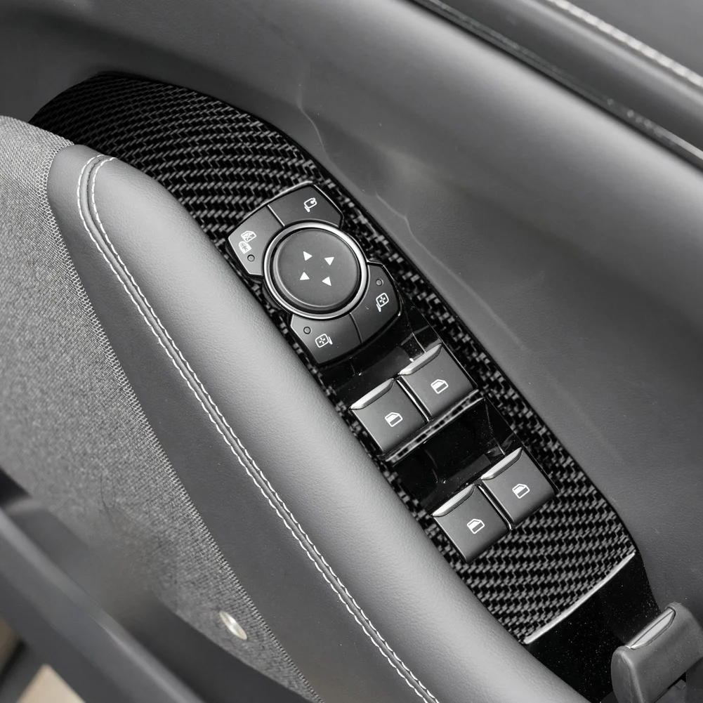 

Car Window Control Panel Decorative Cover Carbon Fiber Trim FOR MUSTANG MACH-E 2021-2023 Interior Accessories