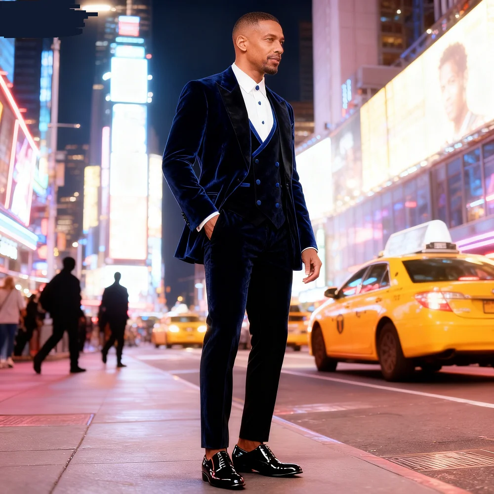 

Royal Blue 3 Piece Men's Wedding Suits Casual Groomsmen Bridegroom Tuxedo Blazer Jacket Vest Pants Set for Homme