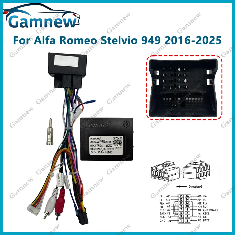 

Кабель для автомагнитолы, 16-контактный разъем питания, адаптер CAN-шины для Alfa Romeo Stelvio 949 2016+