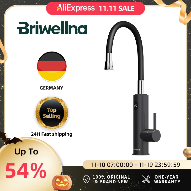

Briwellna Electric Water Heater 220V 2 in 1 Kitchen Faucet Tankless Water Heater Tap Flowing Electric Faucet Shower Geyser
