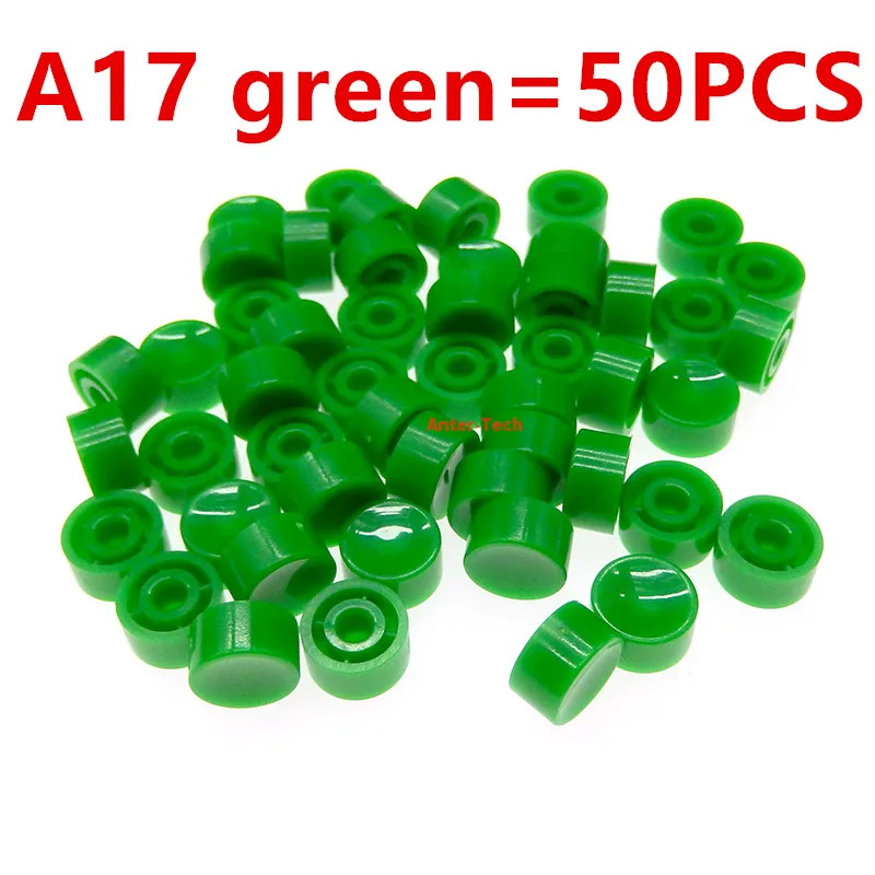 50PCS A17 3.2/3.4mm Plastic Tactile Switch Button Caps Push Key Caps Multicolor Concave 5.3*10mm for 6 * 6 Round Tact Switch