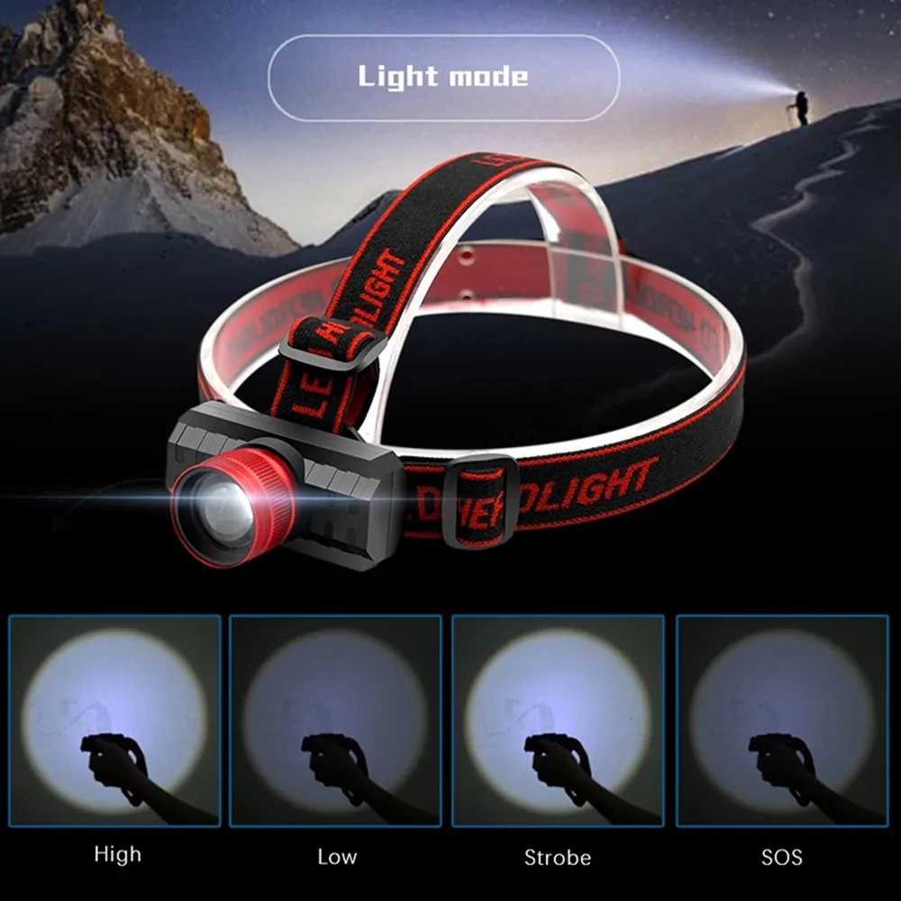 Super Bright Headlamp XPE LED USB Rechargeable Head Light Zoomable Fishing Cycling Head Lamp Torch Outdoor Headlight