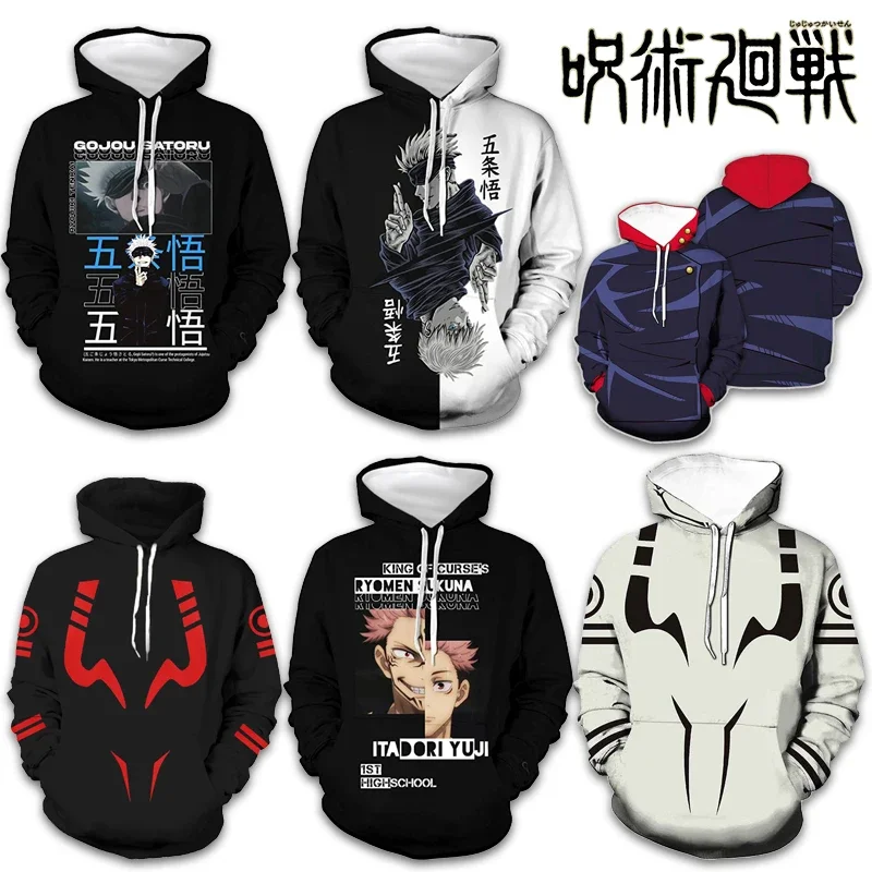 

Jujutsu Kaisen Gojo Satoru Hoodies Anime Figure prints Sukuna Itadori Yuji Sweatshirts Autumn Winter Warmth Women Men Pocket Top