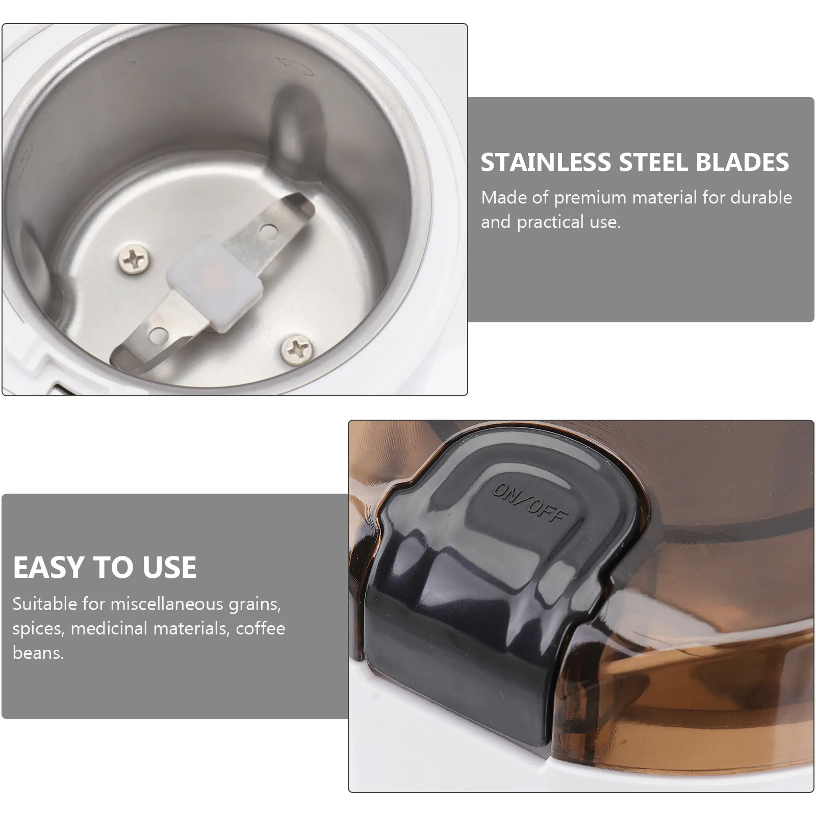 

Electric Grain Stainless Steel Grinding Machine Kitchen Mini Coffee Bean Mill for Household Nuts Spices Beans Coffee