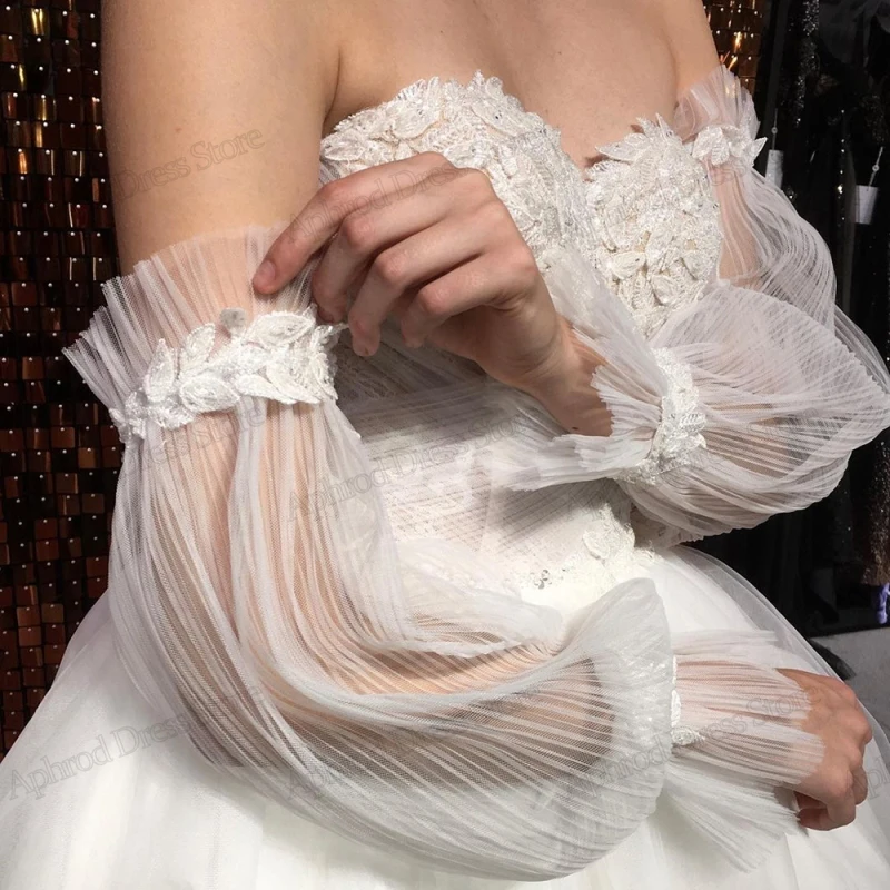 Glamorous-Vestidos De Novia escalonados De tul con mangas desmontables, sin tirantes, Espalda descubierta, línea A