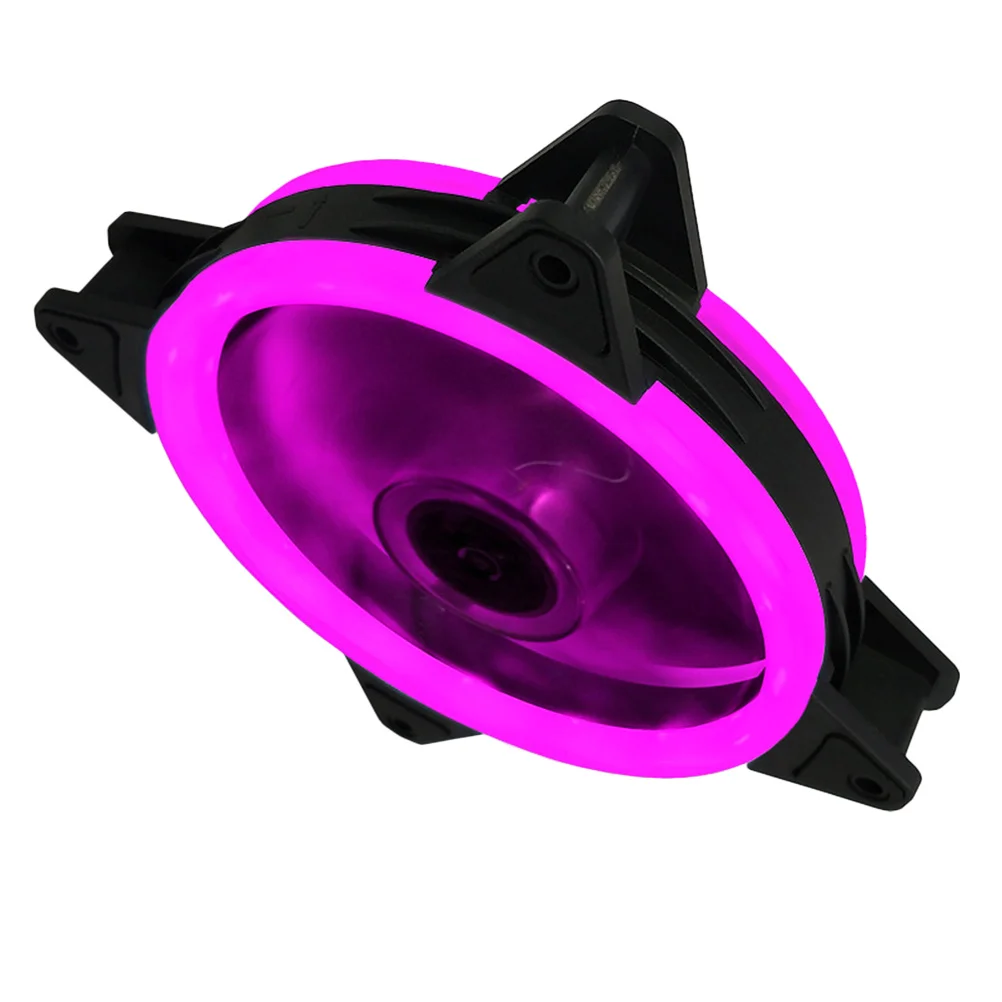 

1PC 12CM Mute Computer Fan Cool LED Computer Fan Double Aperture RGB Cooling Fan Desktop Computer Main Case Fan for Home Dorm (P
