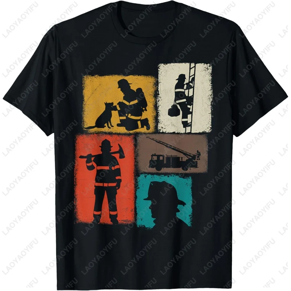 Hot Sale Firefighter Vintage Collage Fireman Men T-Shirt Casual Fashion Short Sleeve Breathe Comfort T Shirt Harajuku Y2k Tees
