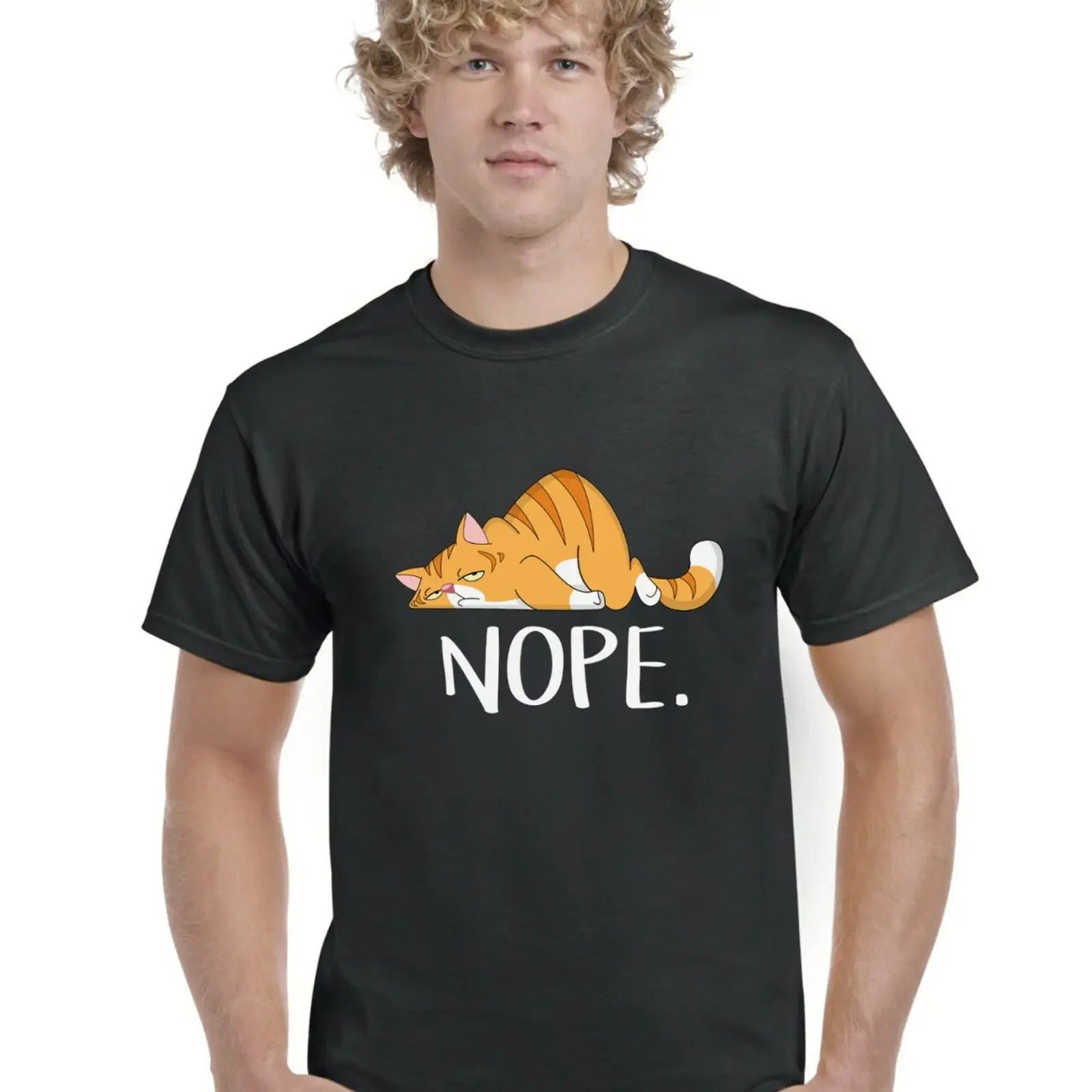 Nope lustiges Katze Erwachsene T Shirt Top Größen S XXL vintage Washed homme Stretched Unisex Slightly Versatile
