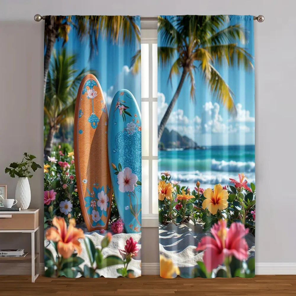 2pcs, Popular Curtains Versatile Surfboard Fabric (without rod) Decorations For Home Use for Living Room, Bedroom, Kitchen,