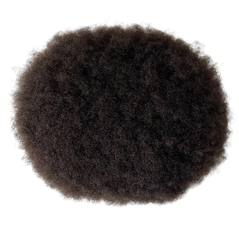 Mongol Töretlen Emberi haja hairpieces 4mm Etimon afro Üstök 2# Morogva Szökött színben 8x10 Hiánytalan csipkével Egyszeres számára Sztrájktörő férfiak