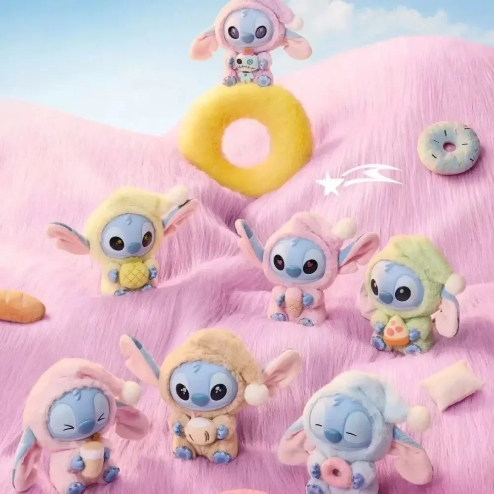 Kawaii Nwe Stitch Blind Box Bag Eat Some Thing Before Sleep Series Ciondolo in vinile Cute Doll Mystery Box Fluffy Doll Regalo a sorpresa
