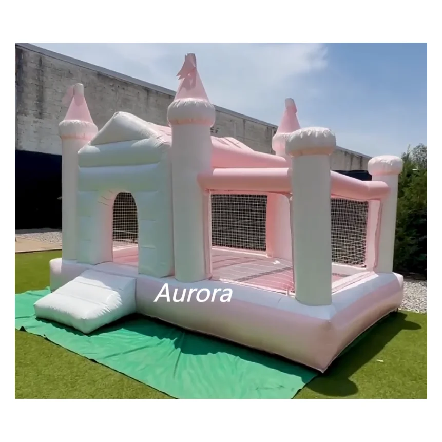 

Indoor Bounce Castle with Ball Pit Balls and Kids Protection Net pink White Inflatable Bouncer Small Bounce House for Kids