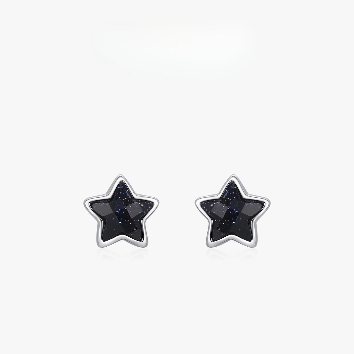 Obsidian star stud earrings women's 925 sterling silver earrings feminine temperament versatile personality shows thin face
