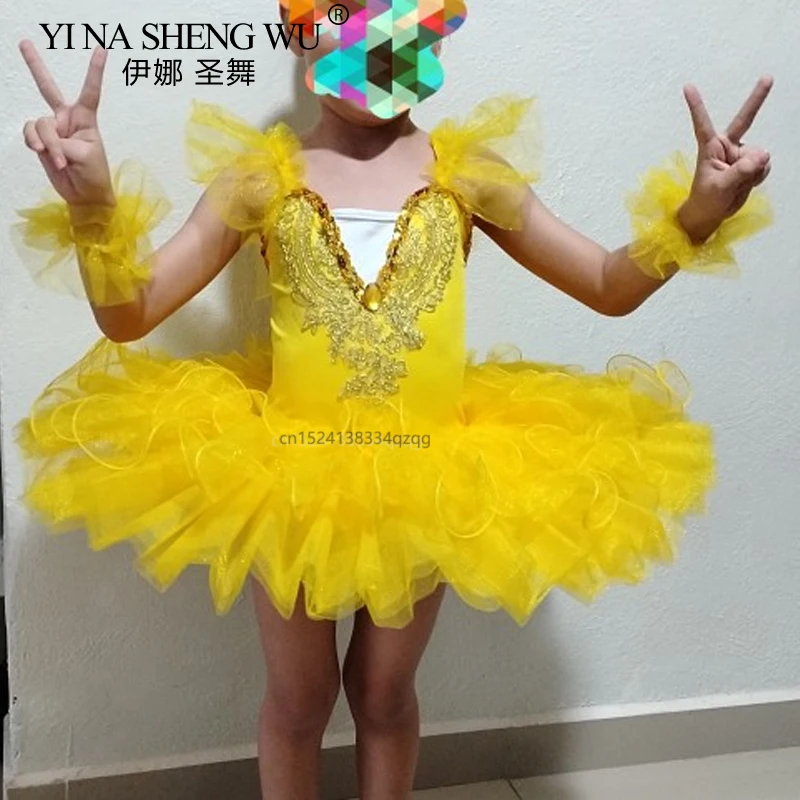 子供用パフスリーブ女の子バレエチュチュドレスバレリーナダンスパフォーマンスコスチューム誕生日プレゼントに最適新しいプリンセススカート