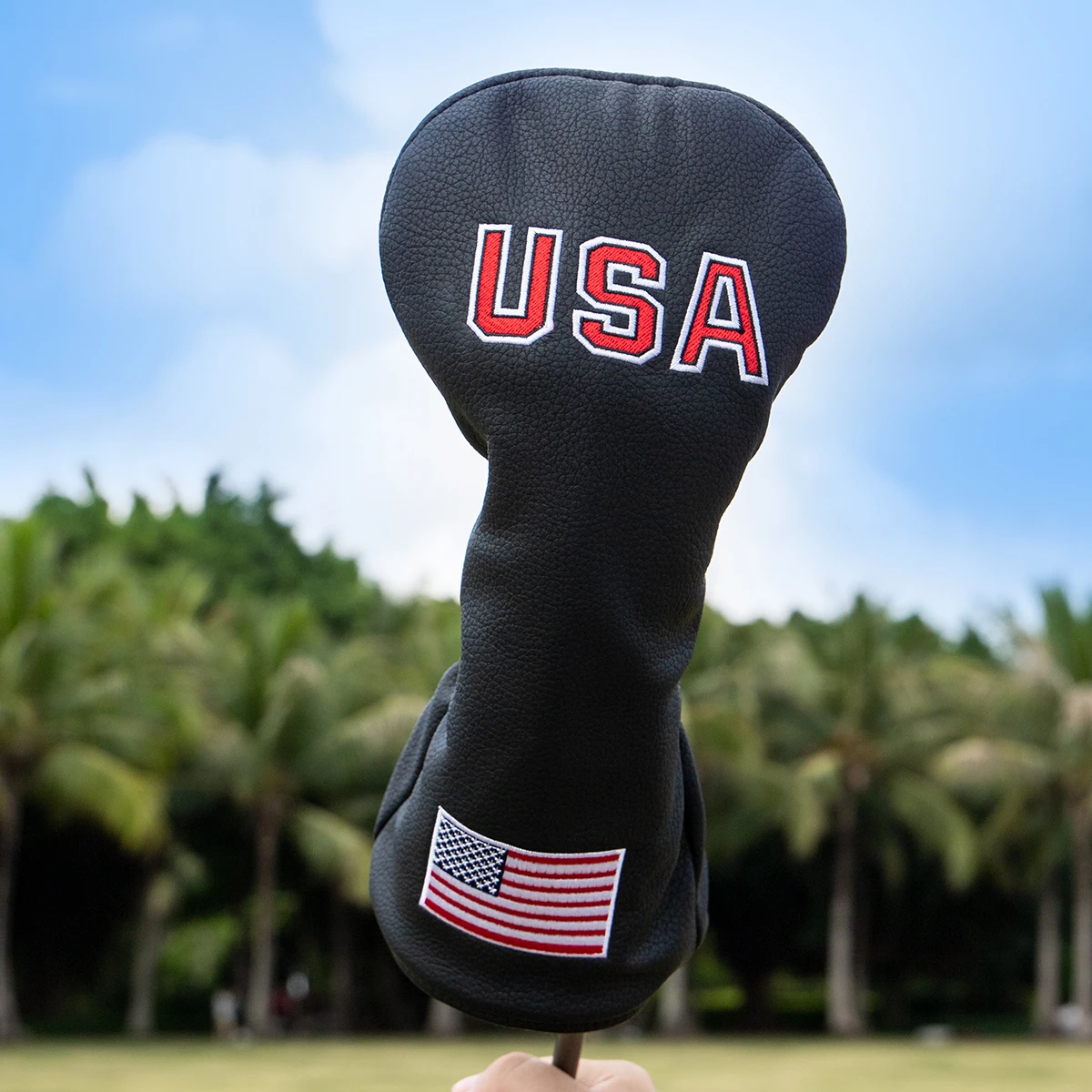 Golf Club Head Covers Golf Wood Head Cover for Driver Fairway Wood Covers Hybrid Headcoves with USA Flag