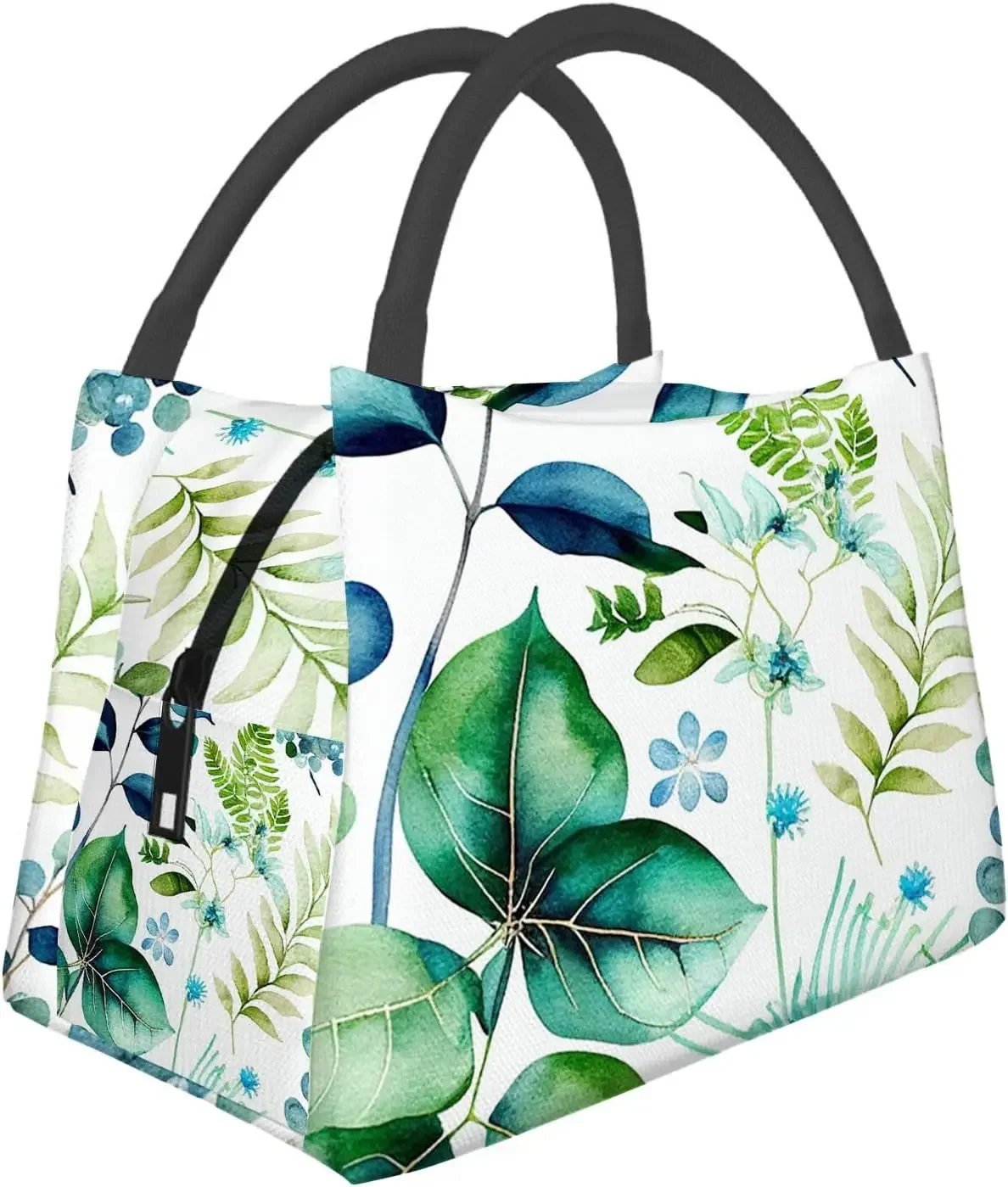 

Изолированный ланч-бокс с акварелью и листьями, многоразовая сумка для обеда, милые сумки для обеда для женщин, 11x6,5x7 дюймов