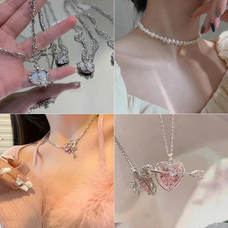 Love splicing pearl Japanese and Korean necklaces with a sense of design, high-end, light luxury, and niche collarbone chains