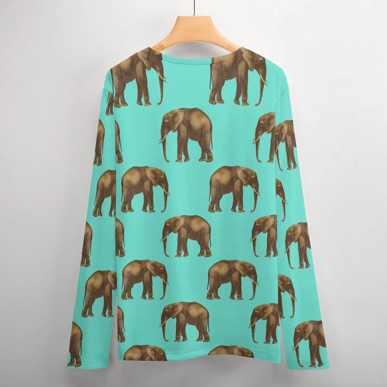 Cute Elephant T Shirt Men Vintage Animal Print Basic T-Shirts Spring Hip Hop Tee Shirt Long Sleeve Design Big Size Clothing image 5