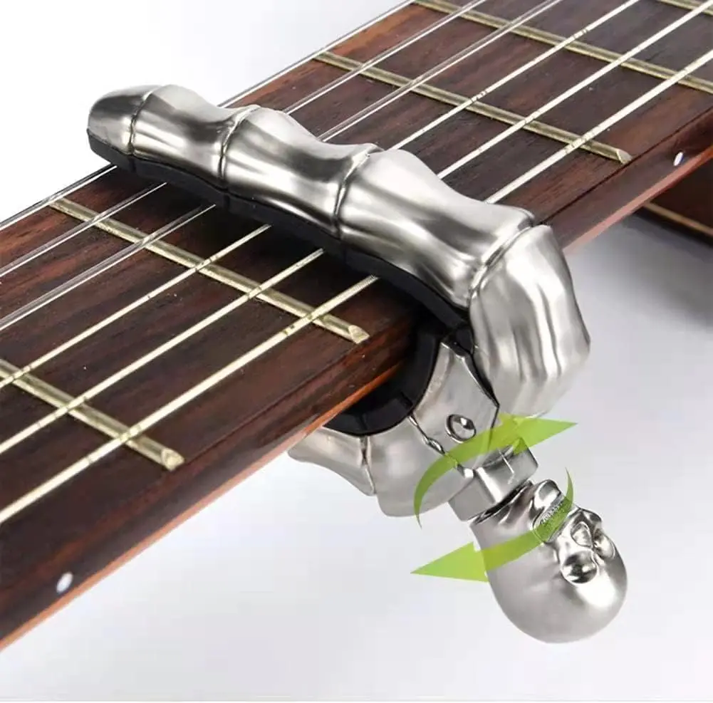Guitar Capo Skull Capo for Acoustic and Electric Guitar Skeleton Head Ukulele Capo for Banjo Mandolin Bass and Classical Guitar view 5
