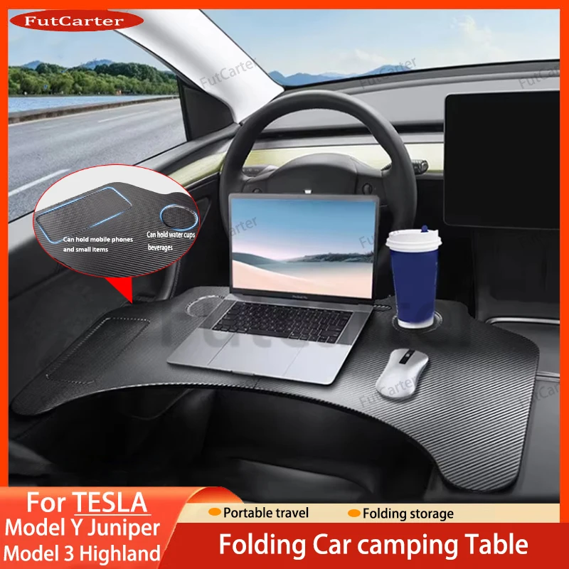 For Tesla Model3 Y Highland Juniper2019-2025 Steering Wheel Laptop Foldable Tray Food Desk Portable Camping TableCar Accessories