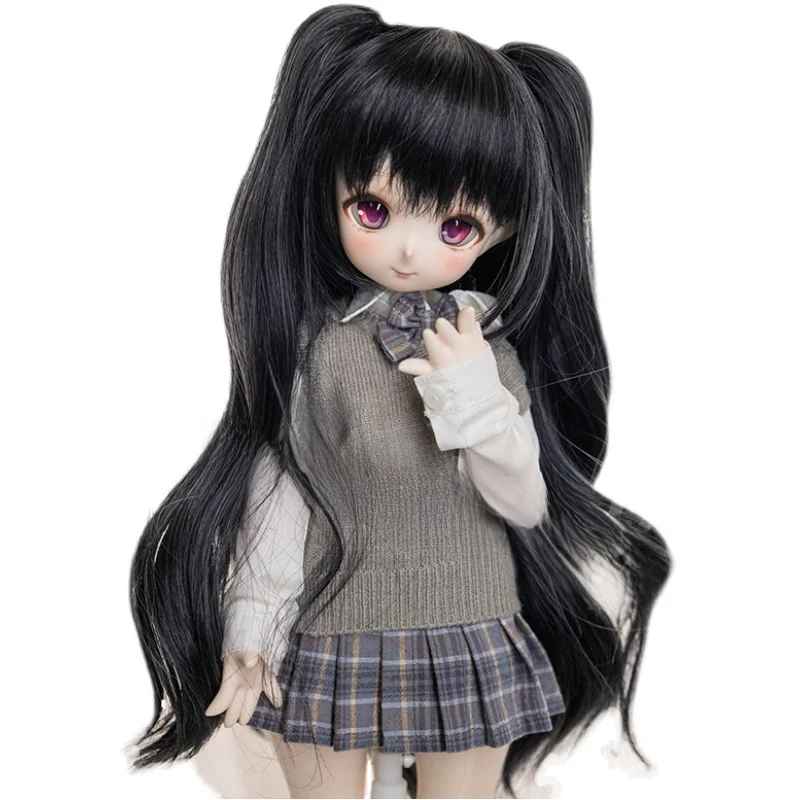 Peluca BJD  King Squirrel de 3 Puntos, Multicolor, Rizos Largos, Cola Doble, Repuesto de Cabello para Muñecas DD MDD TF ...