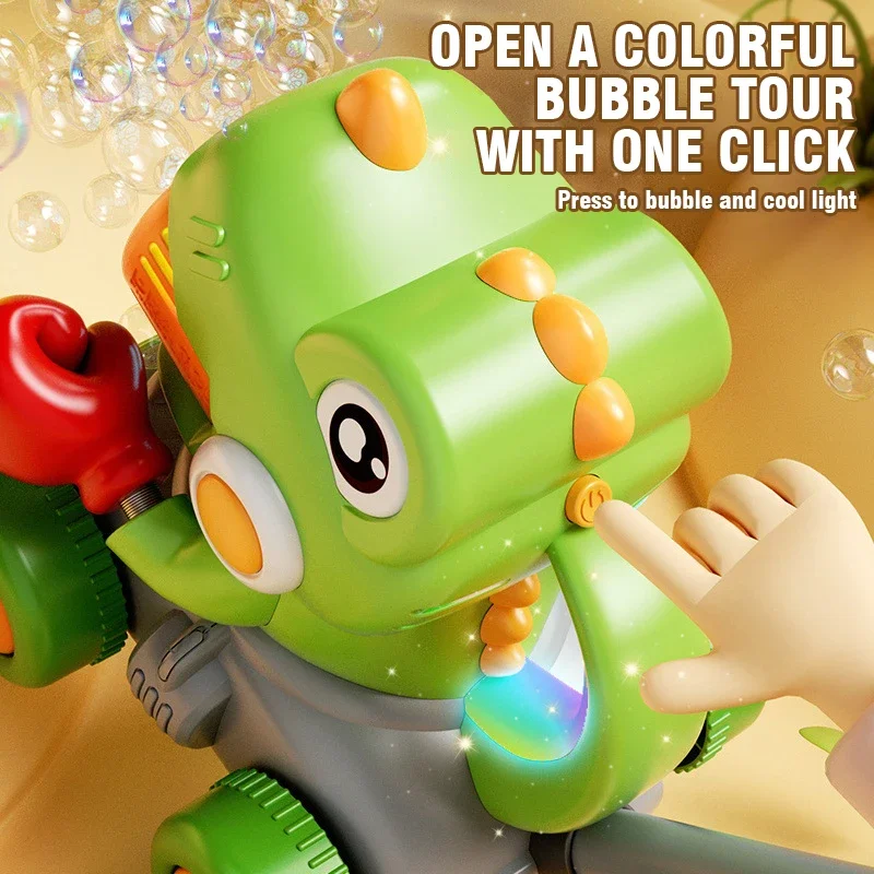 2026 Cute Bubble Machine Light Up Hand-Pushed Electric Dinosaur Rabbit Dog Bubble Guns Bubble Soap Blower For Kids Outdoor Toys view 5