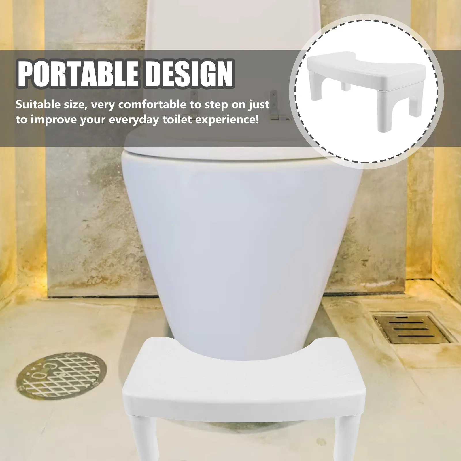 

Non-Slip PP Squatting Foot Stool for Toilet Bathroom Use Ergonomic Design Heavy Duty Load Bearing Step Stool for Adults Home