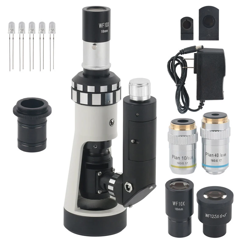 100X 400X Portable Monocular Microscopio Metallurgical Microscope Polarizing Light LAB Inspection Handheld Metallographic