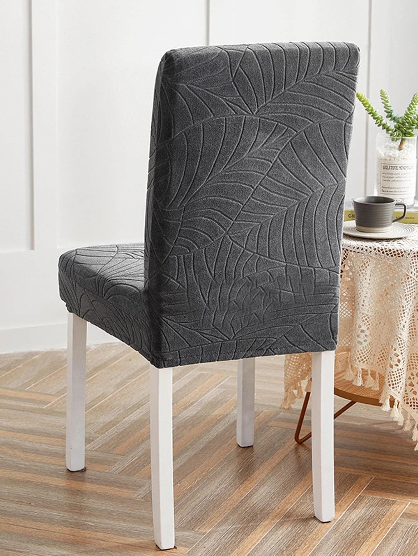 1pc Water Resistant Chair Slipcover With Leaf Pattern, Wrinkle-Free And High Stretch For All Seasons, Perfect For , Office, Or H