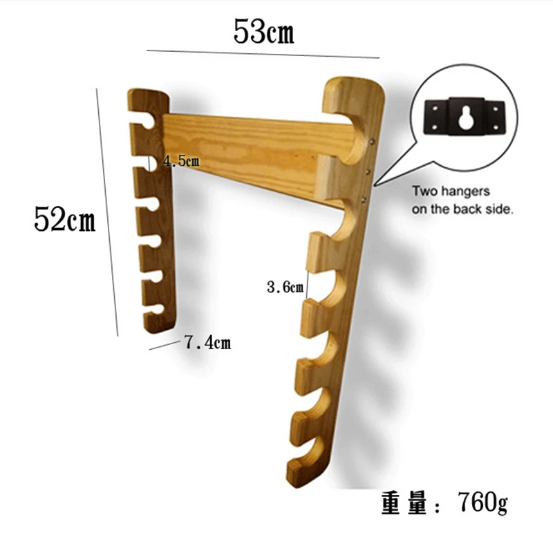 6 صنارة صيد السمك تثبيت سهلة التركيب، رفوف حائط خشبية لقضيب الصيد